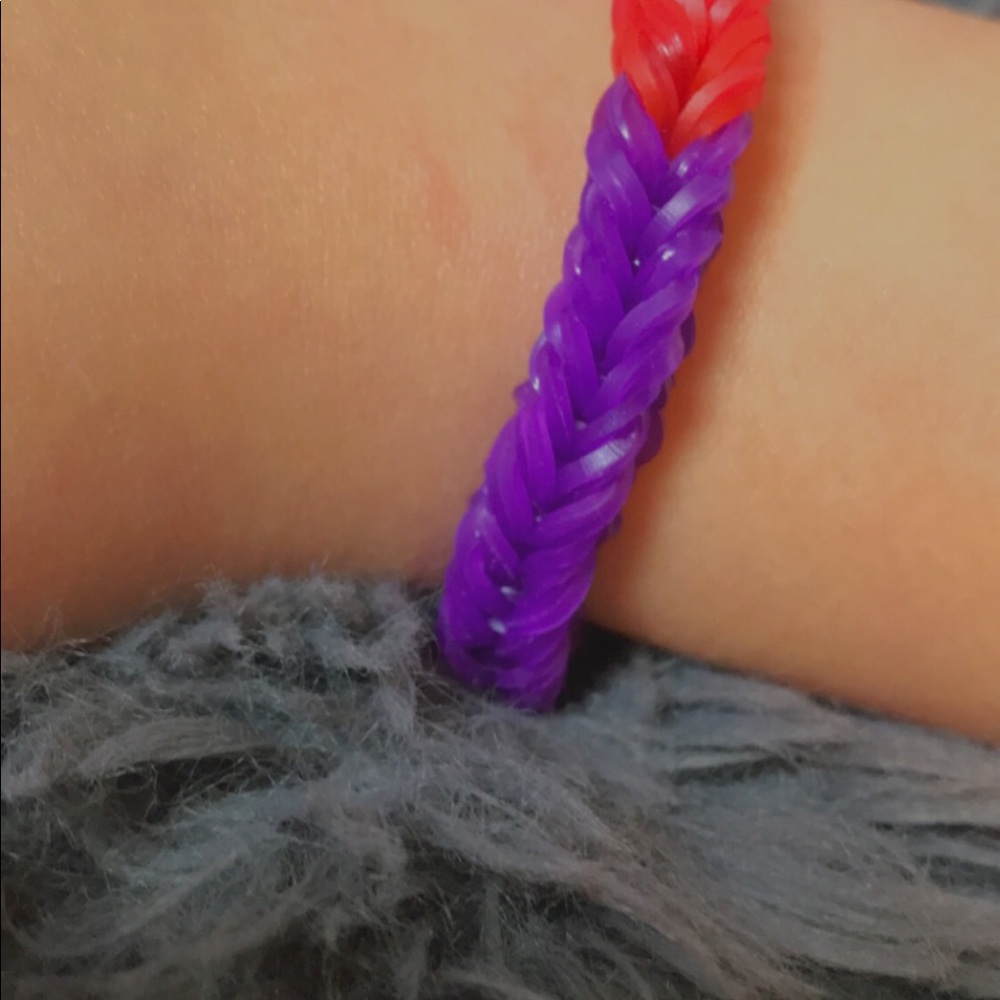 Thick red purple and blue fishtail bracelet